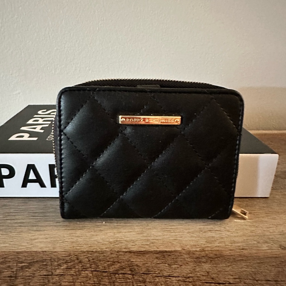 Poppy & Peonies Black Quilted Wallet